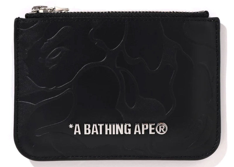 BAPE Solid Camo Leather Pouch Wallet Black