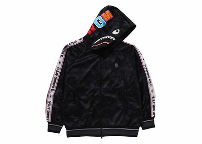 BAPE Solid Camo Relaxed Fit Shark Full Zip Hoodie Black