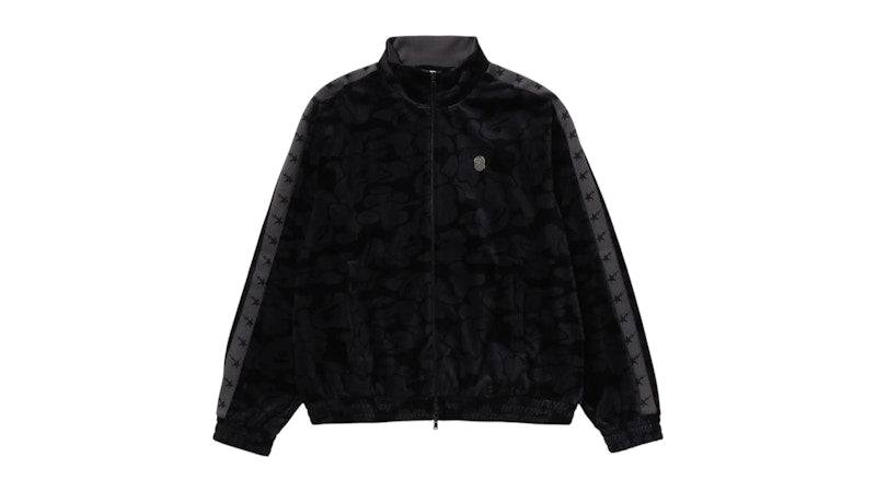 BAPE Solid Camo Velour Metal One Point Relaxed Fit Track Jacket Black