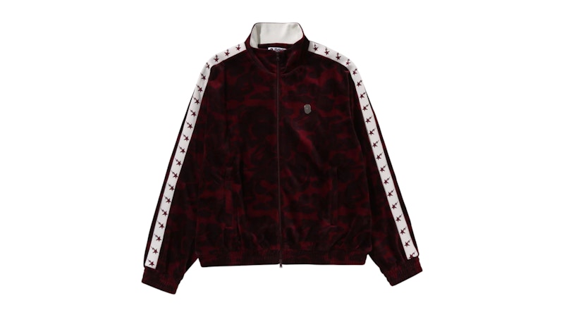 BAPE Solid Camo Velour Metal One Point Relaxed Fit Track Jacket Burgundy