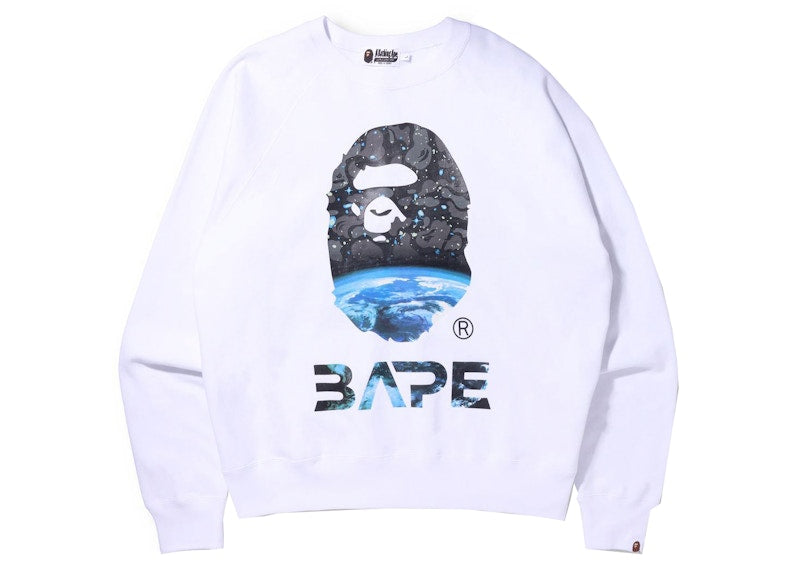 BAPE Space Camo Ape Head Loose Fit Crewneck White