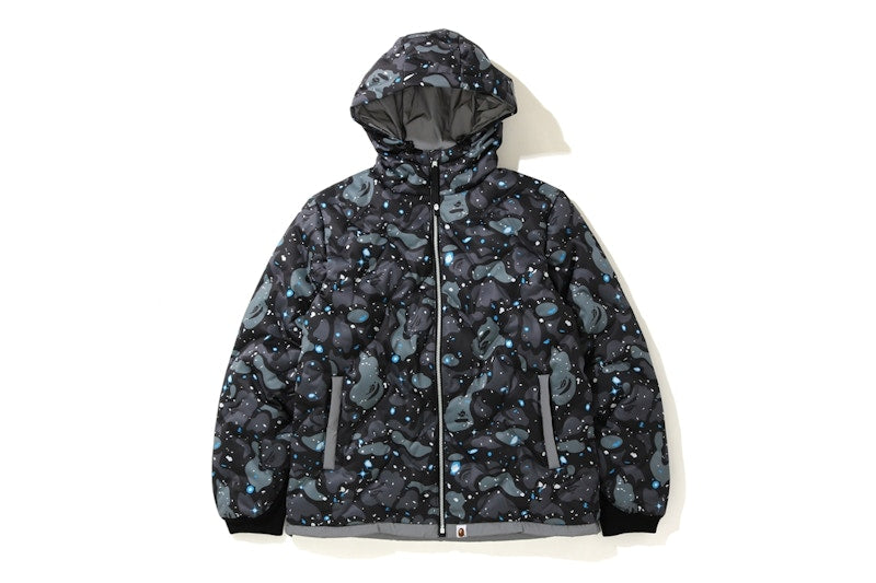 BAPE Space Camo Hoodie Down Jacket Black