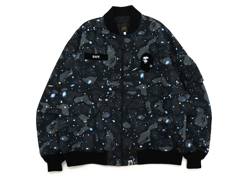 BAPE Space Camo Loose Fit MA-1 Jacket Black