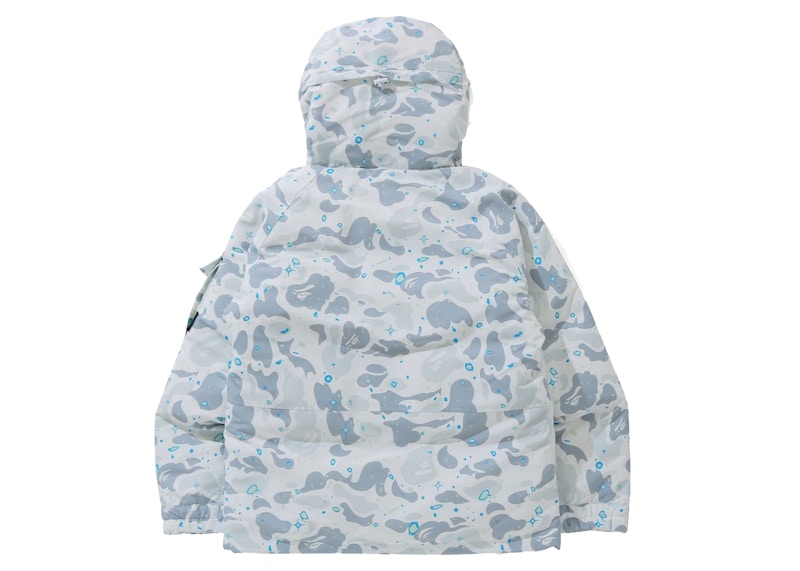 BAPE Space Camo Military Loose Fit Hoodie Down Jacket White