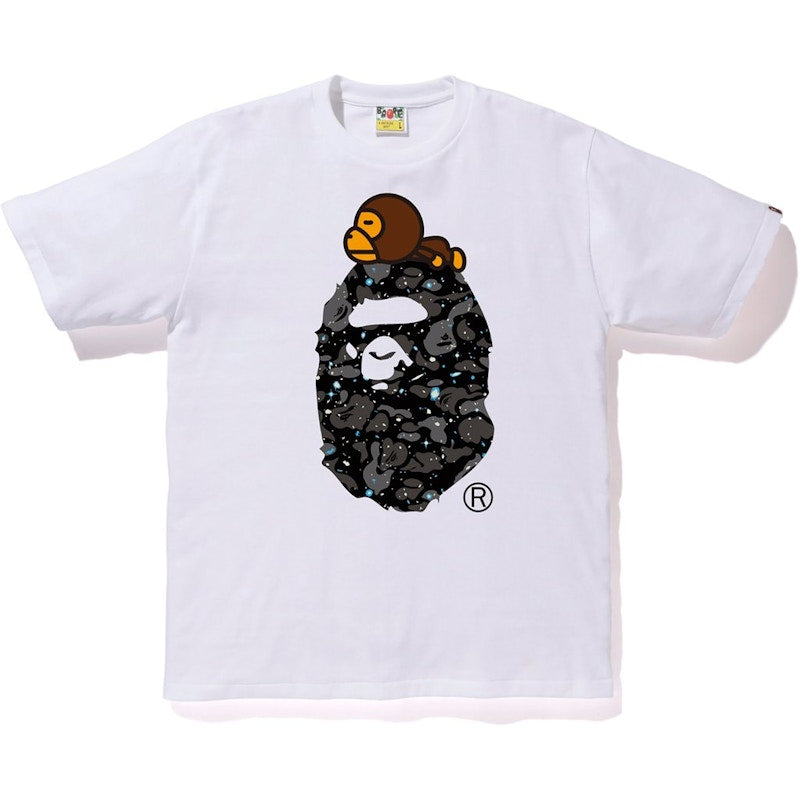 BAPE Space Camo Milo On Big Ape Tee White