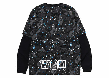BAPE Space Camo Shark Layered Long Sleeve Tee Black