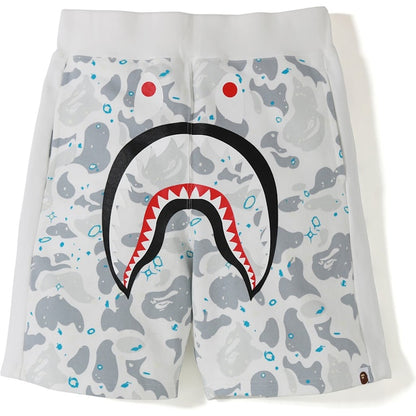 BAPE Space Camo Shark Sweat Shorts White