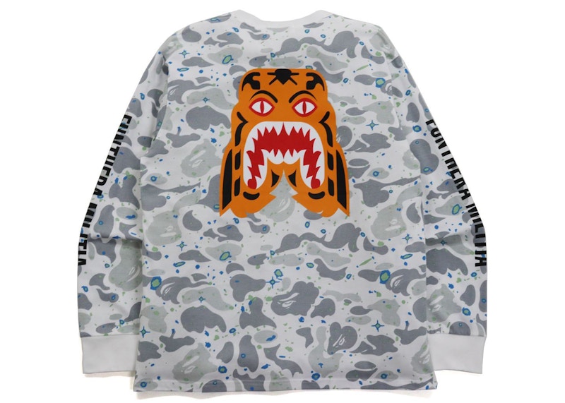 BAPE Space Camo Tiger L/S Tee White