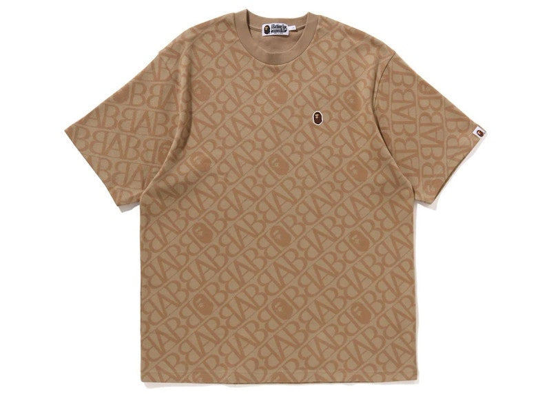 BAPE Sport Monogram Ape Head One Point Tee Beige