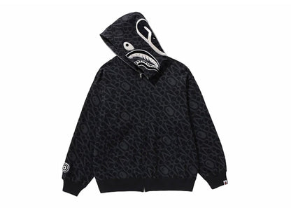 BAPE Sport Monogram Shark Hoodie Black
