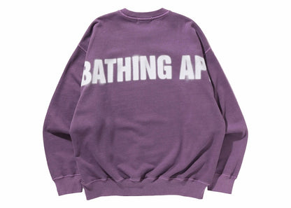 BAPE Spray Ape Head Garment Dyed Crewneck Purple