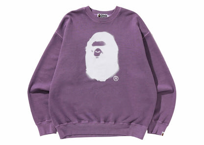 BAPE Spray Ape Head Garment Dyed Crewneck Purple