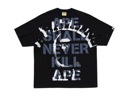 BAPE Spray Print College Relaxed Fit Tee Black