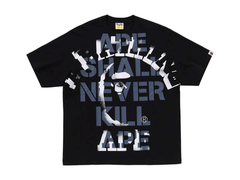 BAPE Spray Print College Relaxed Fit Tee Black
