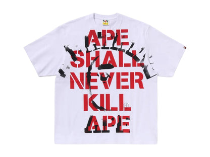 BAPE Spray Print College Relaxed Fit Tee White