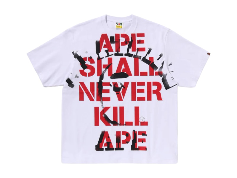 BAPE Spray Print College Relaxed Fit Tee White