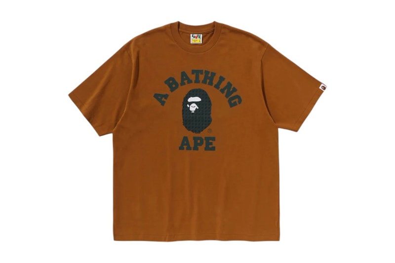BAPE Sta Houndstooth College Relaxed Fit Tee Brown