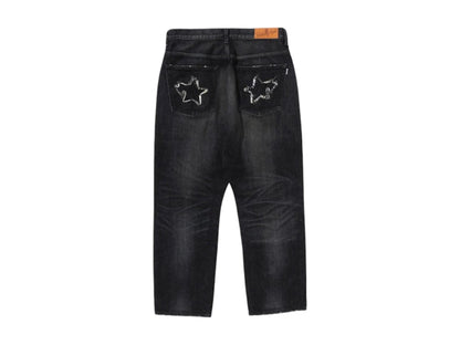 BAPE Sta Patch Work Loose Fit Denim Pants Black