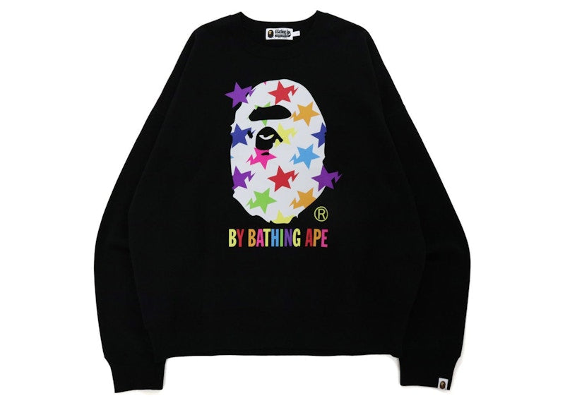 BAPE Sta Pattern By Bathing Ape Loose Fit Crewneck Black