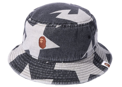 BAPE Sta Pattern Denim Bucket Hat Black