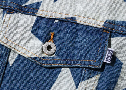 BAPE Sta Pattern Loose Fit Denim Jacket Indigo