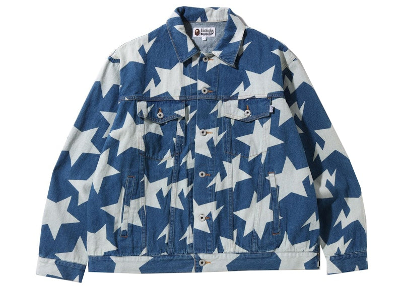 BAPE Sta Pattern Loose Fit Denim Jacket Indigo