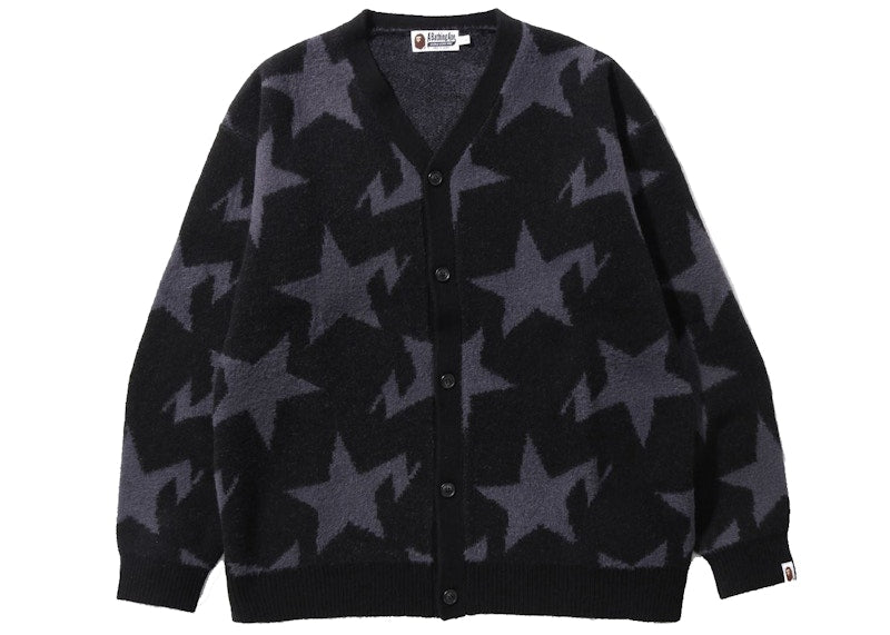 BAPE Sta Pattern Relaxed Fit Knit Cardigan Black