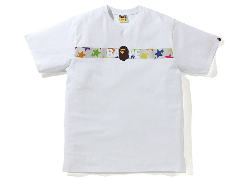 BAPE Sta Pattern Tape Ape Head Tee White