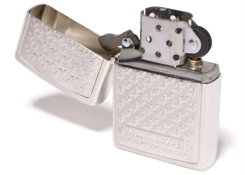 BAPE Sta Pattern Zippo Lighter Silver