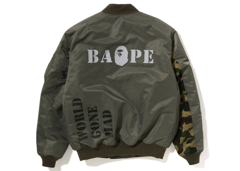 BAPE Stencil Loose Fit MA-1 Jacket Olive Drab