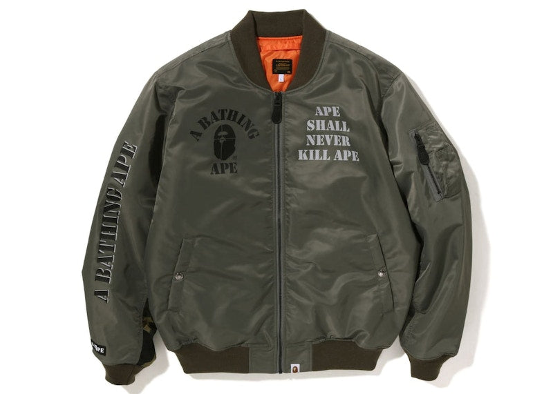 BAPE Stencil Loose Fit MA-1 Jacket Olive Drab
