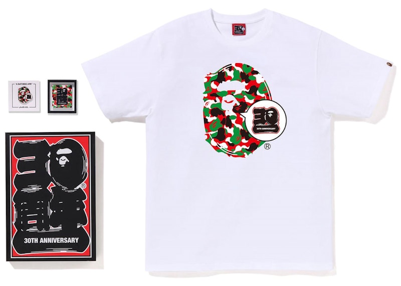BAPE Store Dubai Bape 30th Anniversary Ape Head Tee Set White