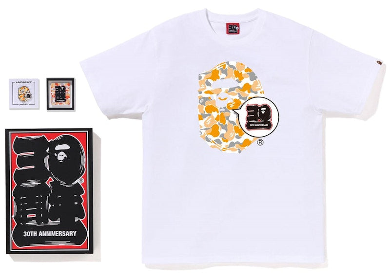 BAPE Store Fukuoka Bape 30th Anniversary Ape Head Tee Set White