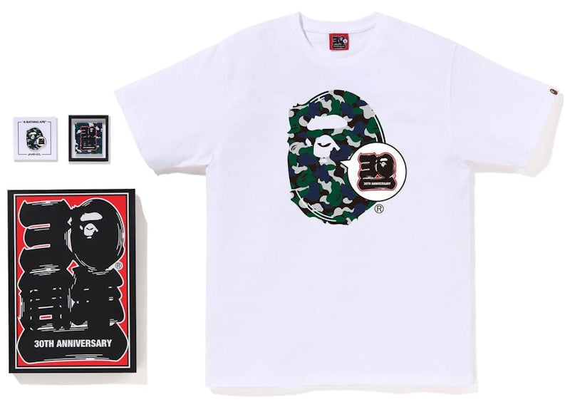 BAPE Store Isetan Men's Bape 30th Anniversary Ape Head Tee Set White