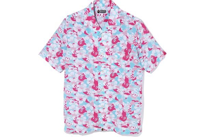 BAPE Store Miami Open Collar Shirt Pink/Blue