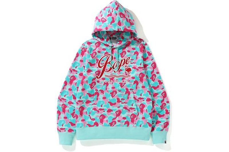 BAPE Store Miami Pullover Hoodie Pink/Blue