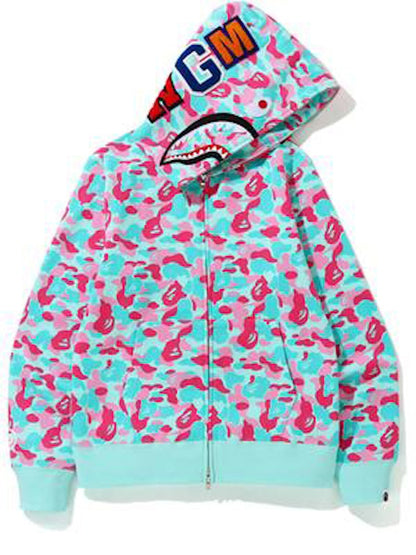 BAPE Store Miami Shark Full Zip Hoodie Pink/Blue