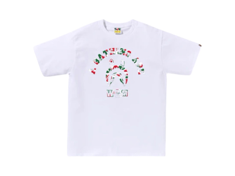 BAPE Store Milan Shark College Tee White