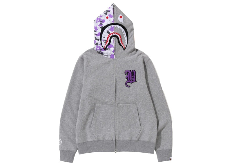 BAPE Store SOHO 18th Anniversary Shark Full Zip Hoodie Gray