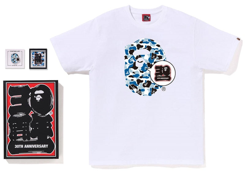BAPE Store Shenyang Bape 30th Anniversary Ape Head Tee Set White