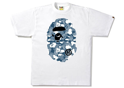 BAPE Stripe ABC Camo Big Ape Head Tee White/Navy