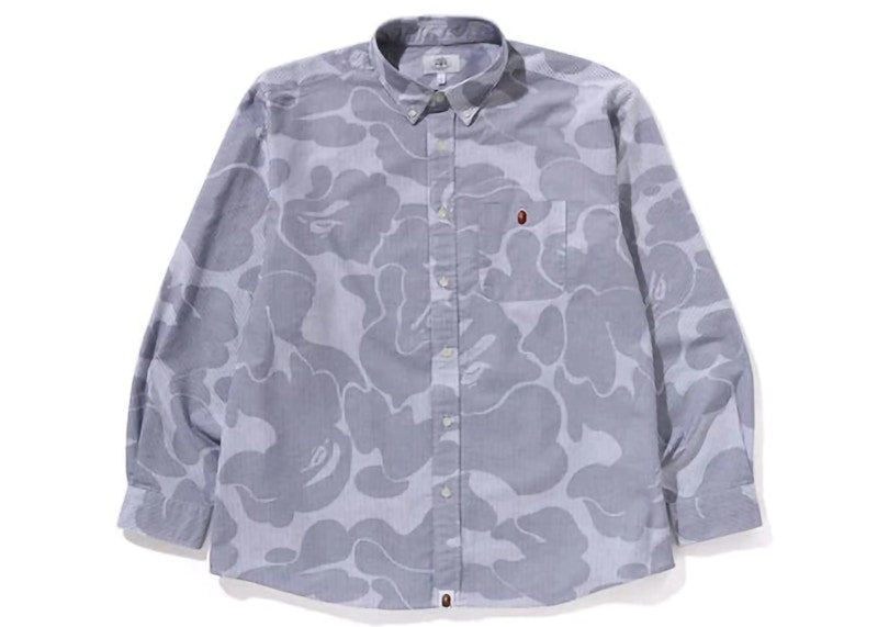 BAPE Stripe Camo Relaxed Fit Shirt Gray