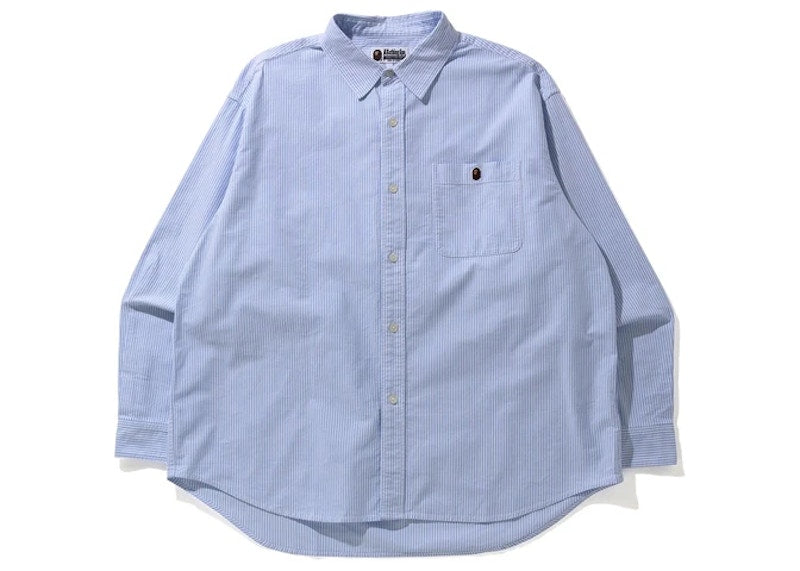 BAPE Stripe One Point Loose Fit Shirt Navy