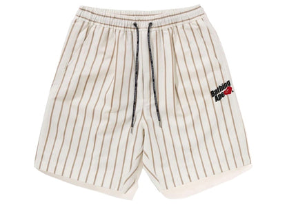 BAPE Stripe Work Shorts Ivory