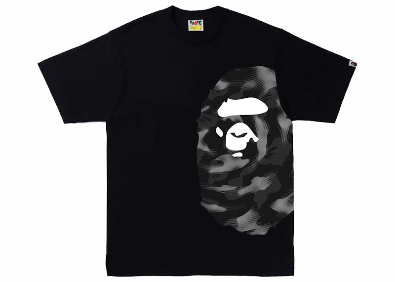 BAPE Stroke Camo Side Big Ape Head Tee Black/Black