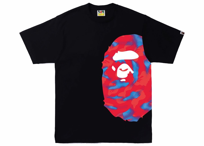 BAPE Stroke Camo Side Big Ape Head Tee Black/Red