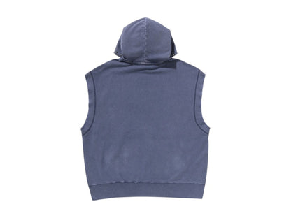 BAPE Studded Garment Dye Logo Sleeveless Pullover Hoodie Charcoal