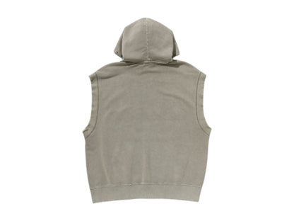 BAPE Studded Garment Dye Logo Sleeveless Pullover Hoodie Olivedrab
