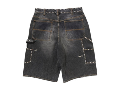 BAPE Studded Heavy Wash Relaxed Fit 13Oz Denim Shorts Black