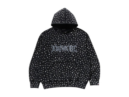 BAPE Studded Logo Relaxed Fit Pullover Hoodie Black